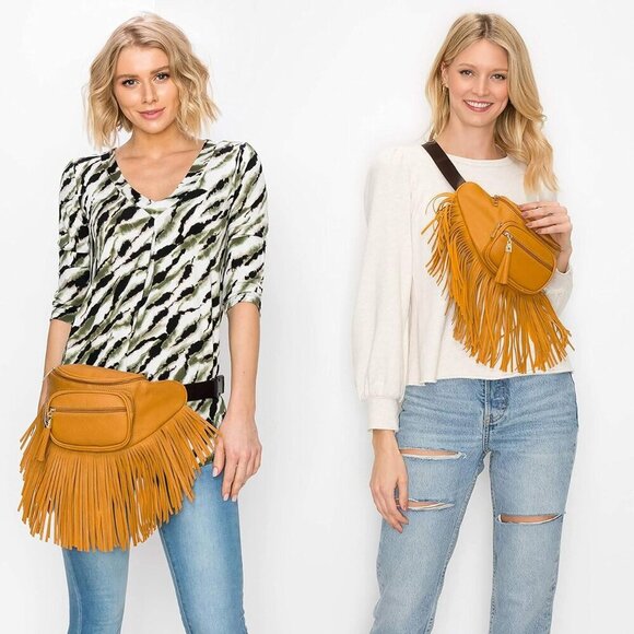 Fringe Waist bag for women with Multi Zipper Pockets - Picture 9 of 9